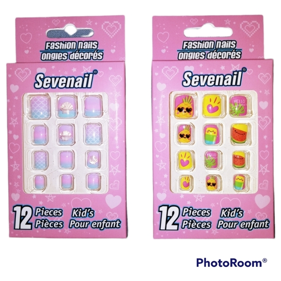 Girls Fashion Stick-on Nails. Mermaid/Shells & Summer Fruit Fun! - Picture 2 of 5